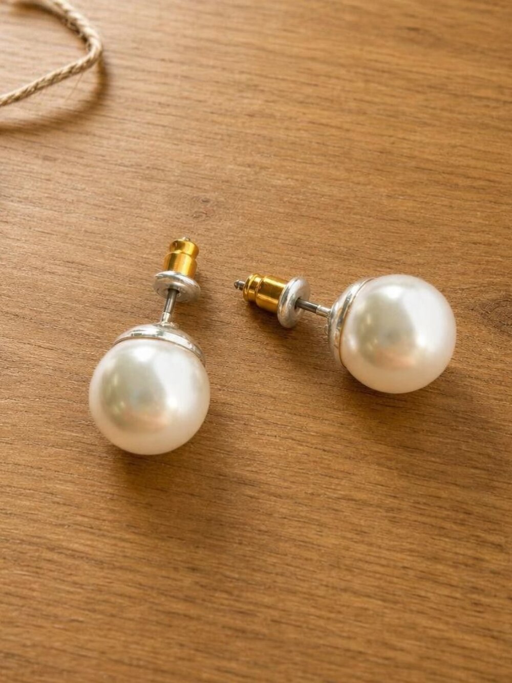 Silver Pearl Stud Earrings